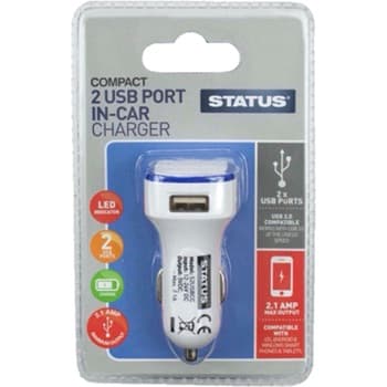 STATUS USB CAR CHARGER 2 PORTS