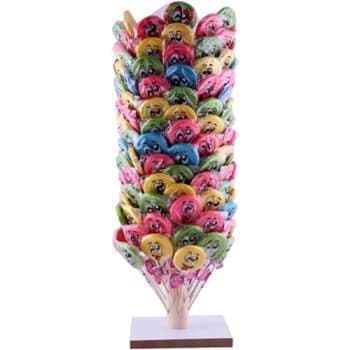 CANDY LOLLIPOPS WOODEN STAND ROUND & HAPPY FACE