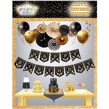 HAPPY BIRTHDAY BANNER ZIGZAG GOLD