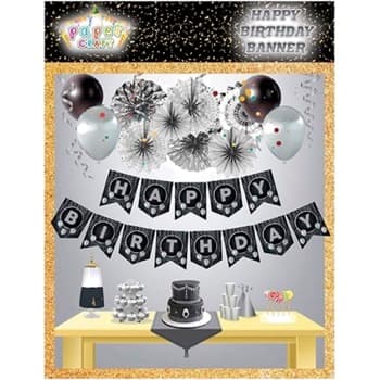 HAPPY BIRTHDAY BANNER ZIGZAG SILVER