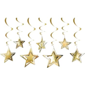 HAPPY BIRTHDAY HANGING ORNAMENTS 3D STAR GOLD