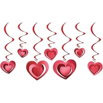 HAPPY BIRTHDAY HANGING ORNAMENTS 3D HEART RED