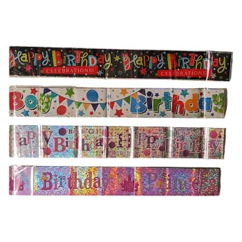 HAPPY BIRTHDAY BANNER SINGLE ASSORTED