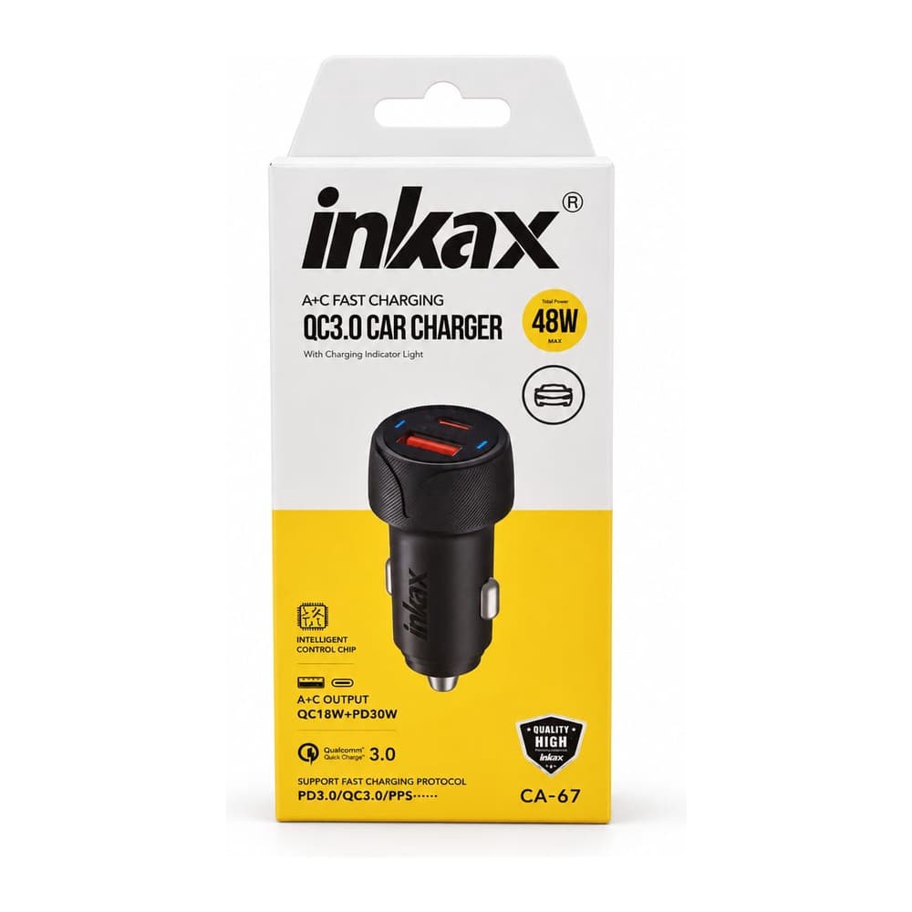 INKAX CAR CHARGER TYPE A+C OUTPUT