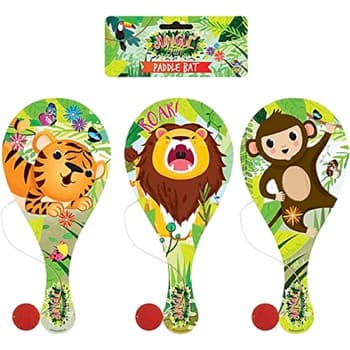 TOYS PADDLE BAT/BALL JUNGLE WOODEN