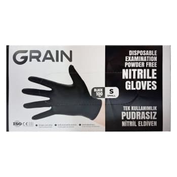 GRAIN NITRILE GLOVES POWDER FREE BLACK S