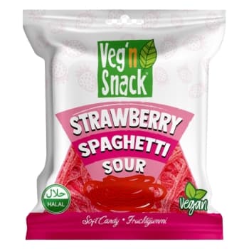 VEG`N SNACK SOUR SPAGHETTI JELLY STRAWBERRY 10+1 FREE