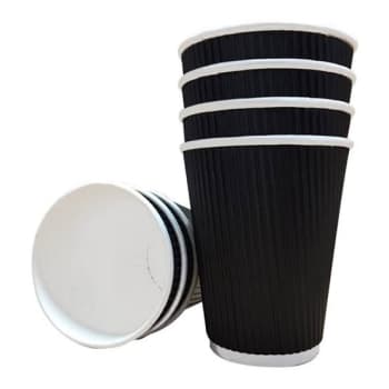 COFFEE CUPS 12OZ RIPPLE WALL BLACK